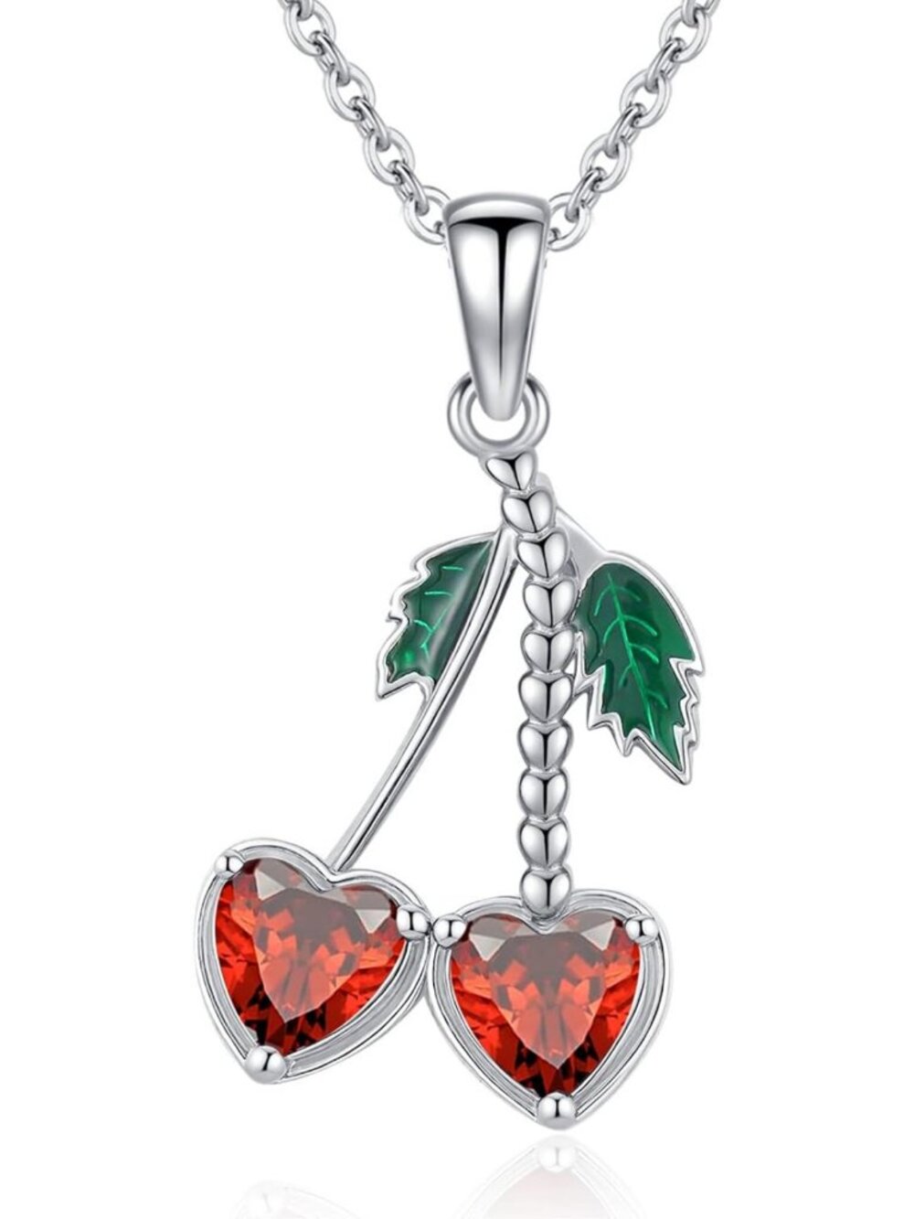 Charming Sterling Silver Fruit Necklace - Apple, Strawberry, Cherry Pendant